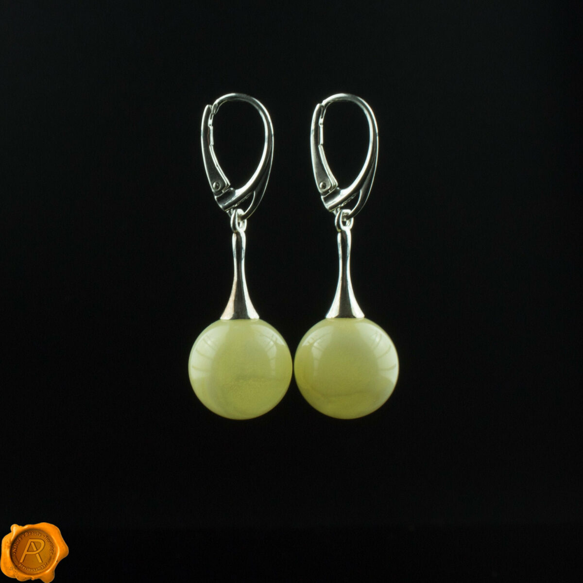 White Amber Earrings - Image 3