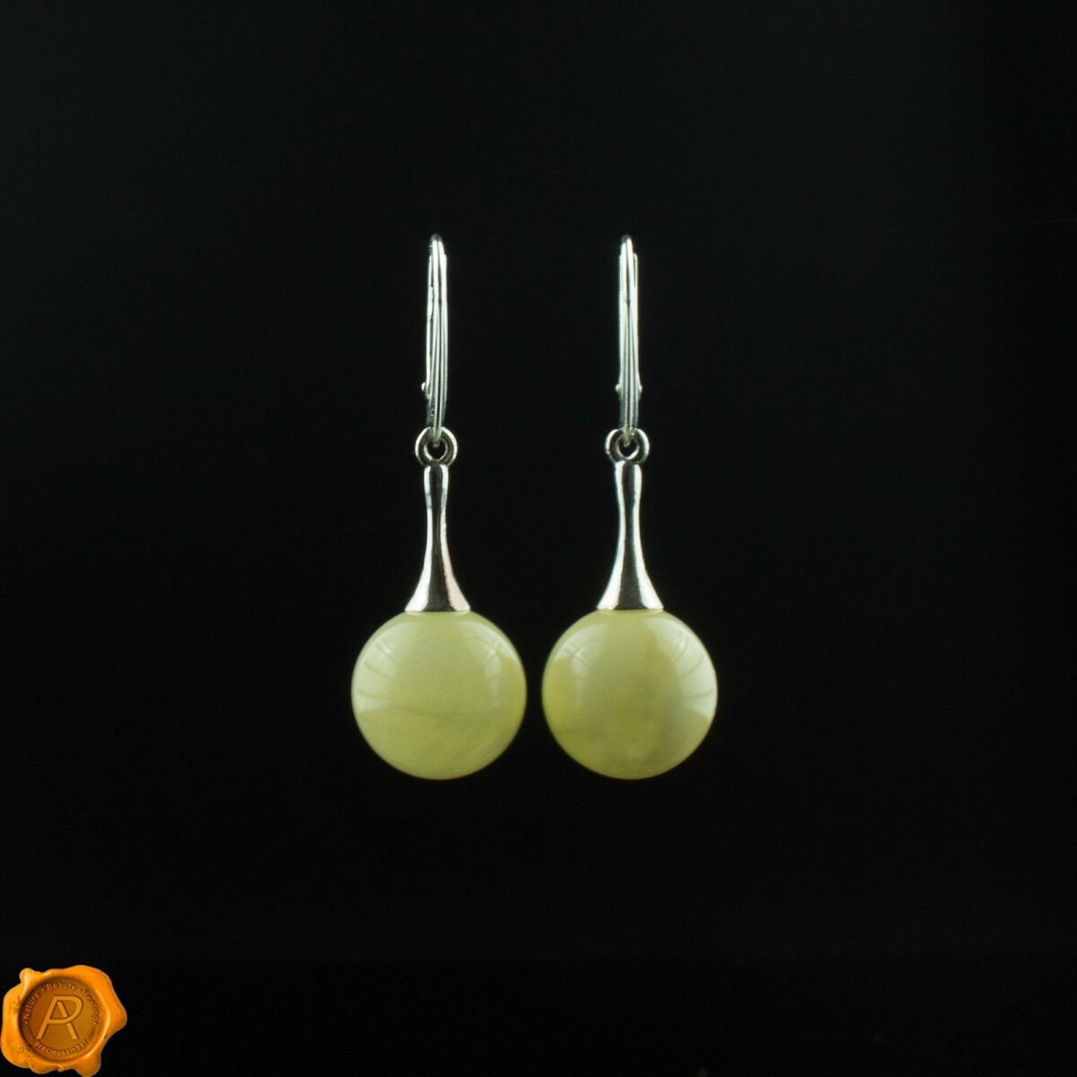 White Amber Earrings - Image 2