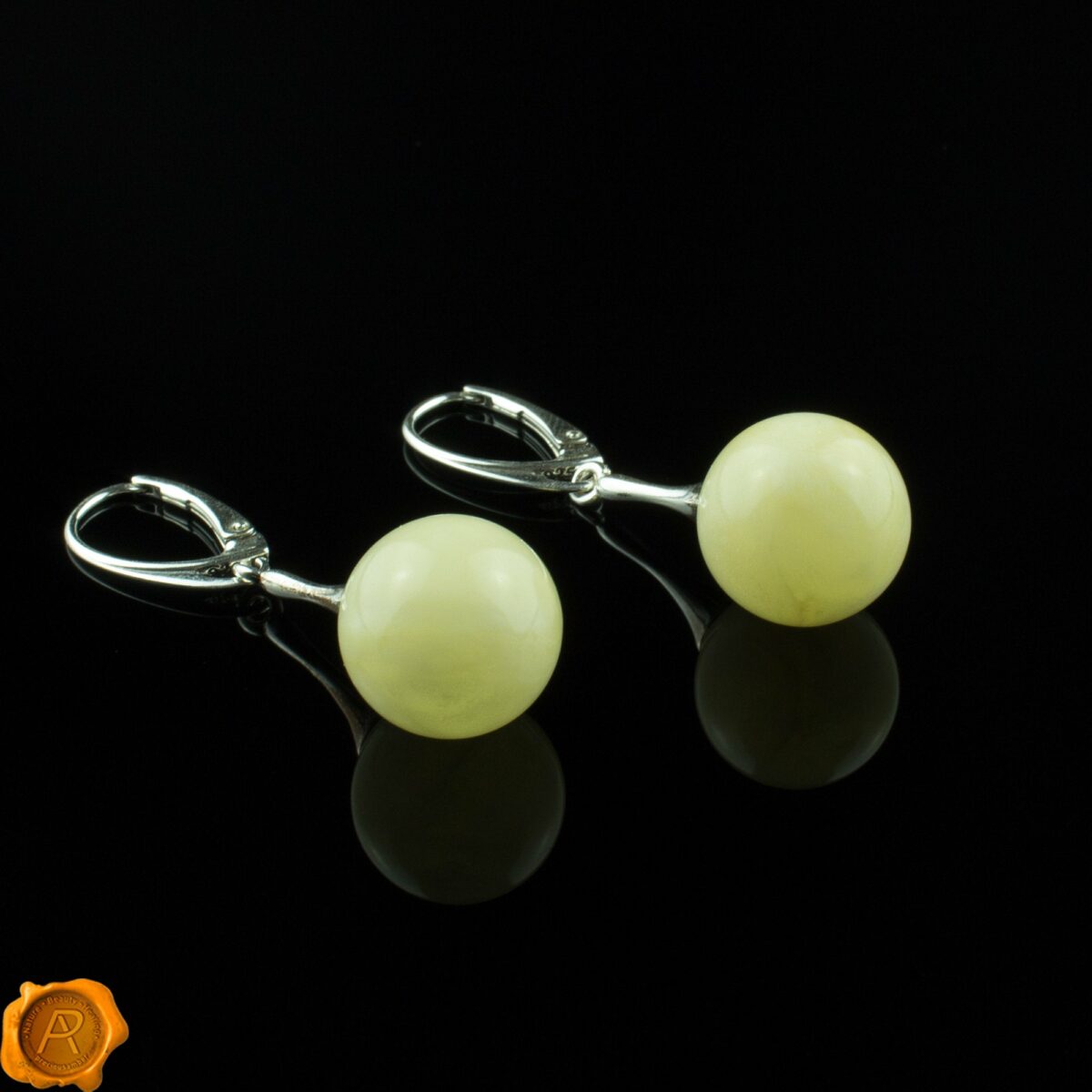 White Amber Earrings - Image 4