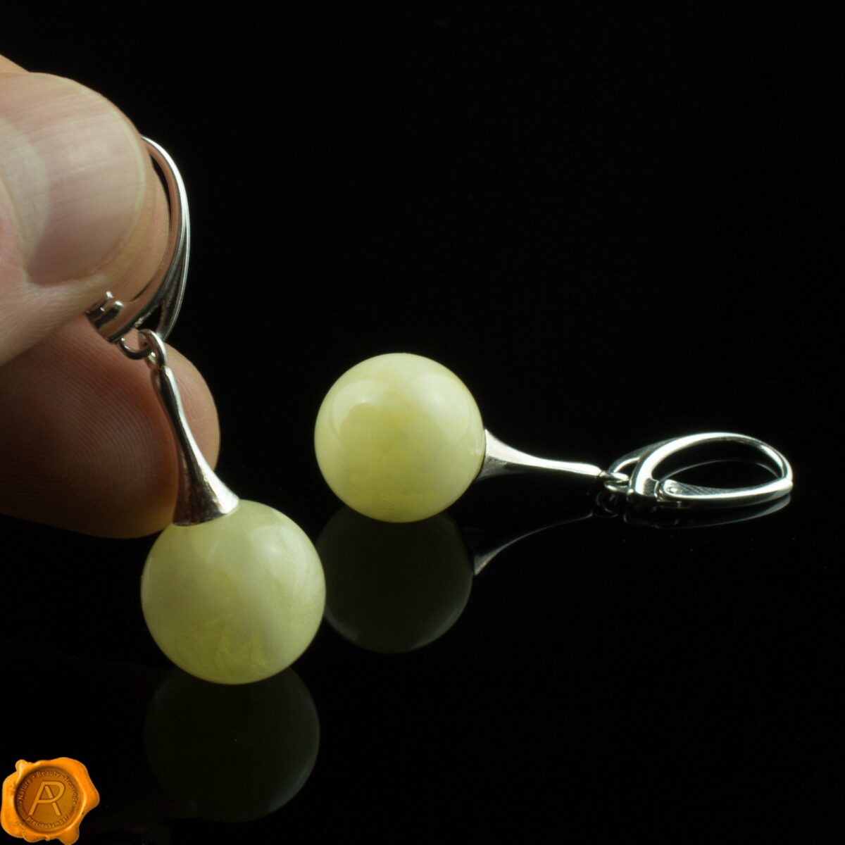 White Amber Earrings - Image 5