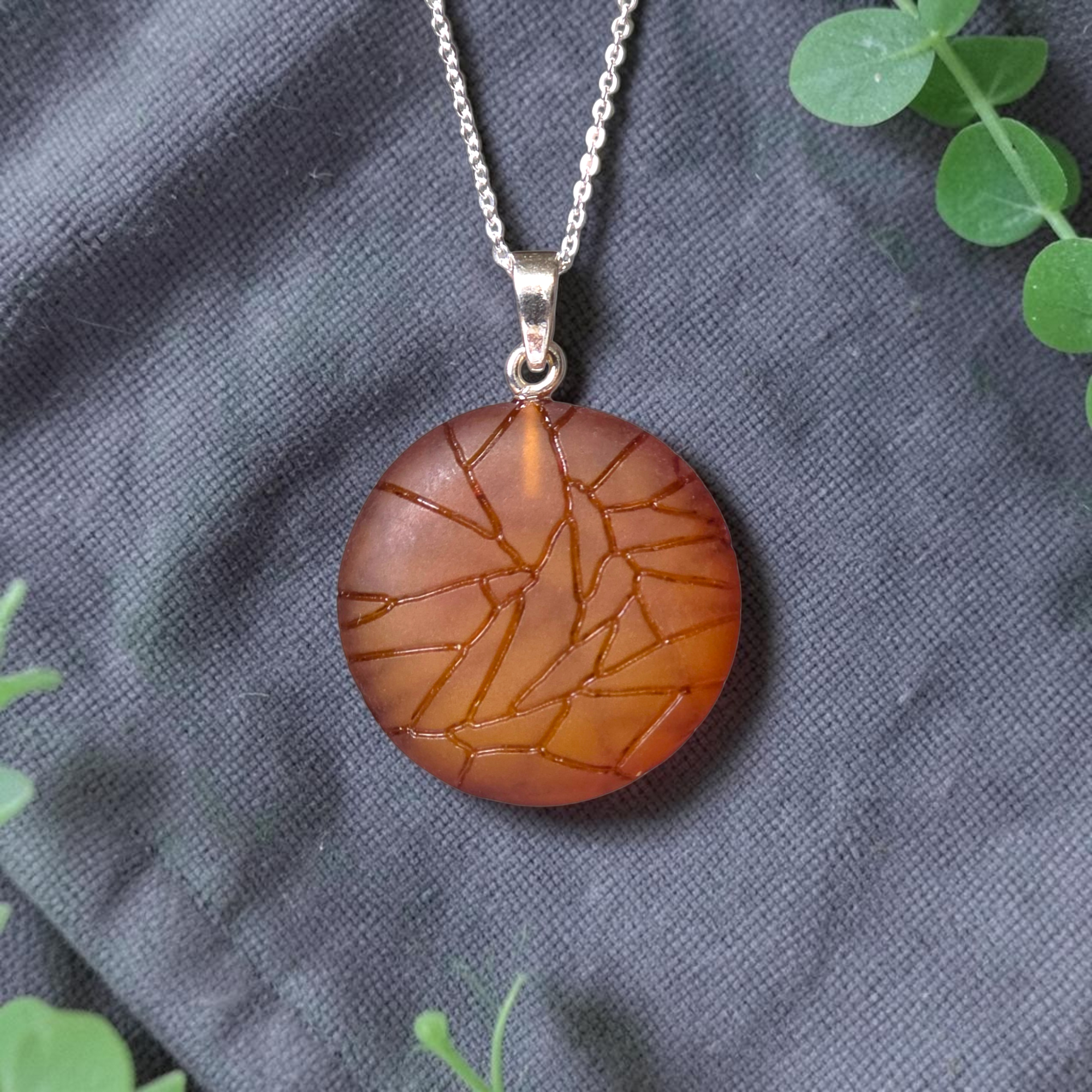 Amulet-Large-Honey-Baltic-Amber-Gemstone-Necklace-Pendant-Silver-Protection-Jewellery Protection Carved Amulet Large Honey Baltic Amber Pendant Necklace Silver, Chunky Natural Gemstone Jewellery