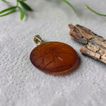 Engraved Amber Amulet Pendant - Image 3
