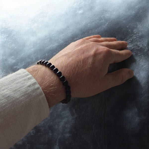 Black-Cherry-Baltic-Amber-Bracelet-Elastic-Round-Beads-Unisex-for-Men-Women