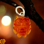 Dainty Carved Amber Owl Pendant - Image 4