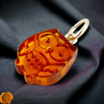 Dainty Carved Amber Owl Pendant - Image 3
