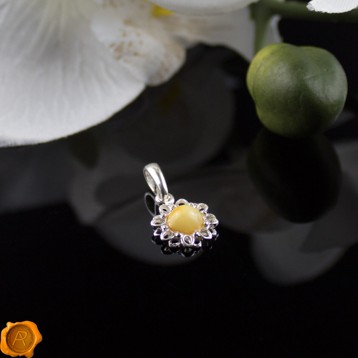 Dainty Butterscotch Amber Flower - Image 2