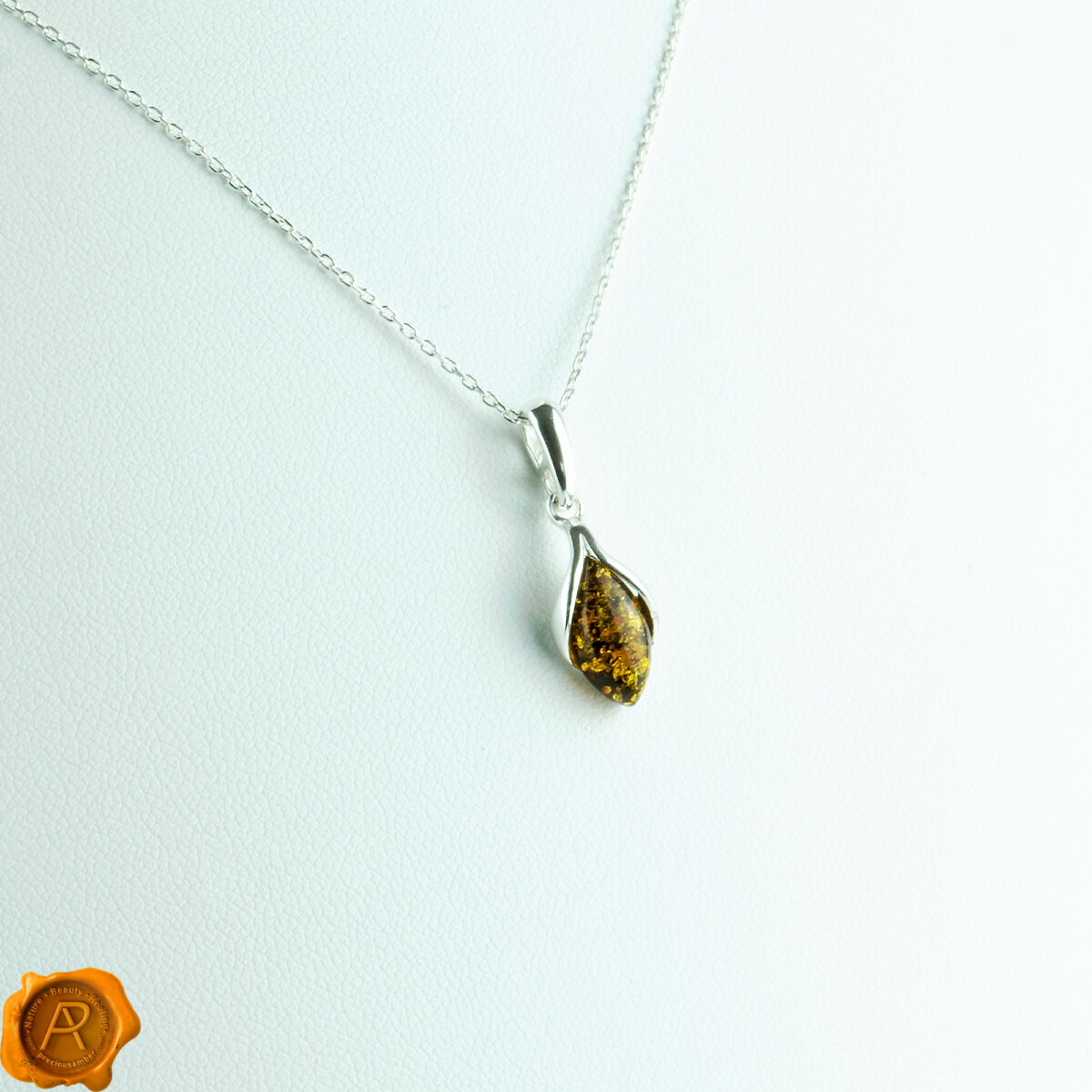 Dainty Green Amber Pendant - Image 3
