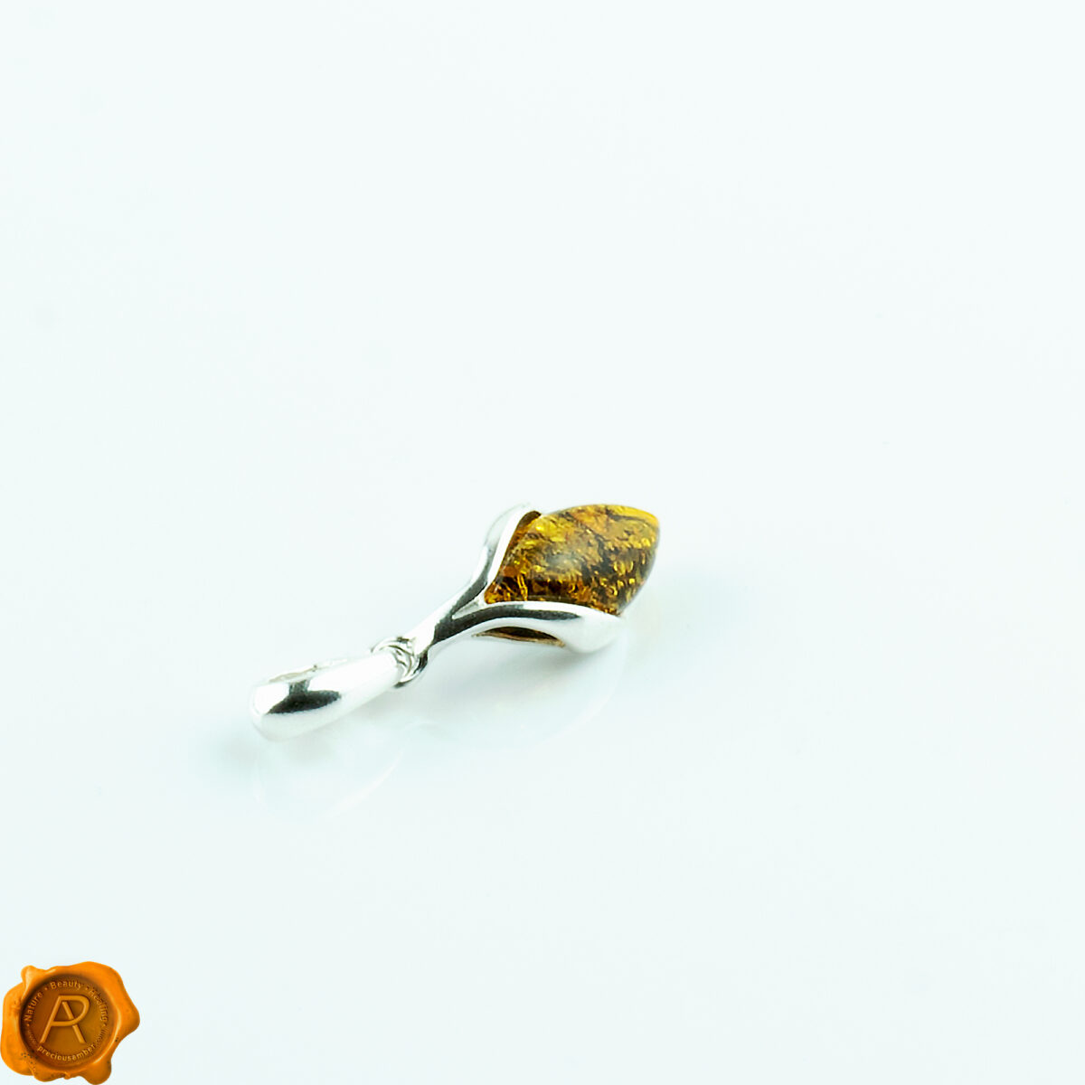 Dainty Green Amber Pendant - Image 2