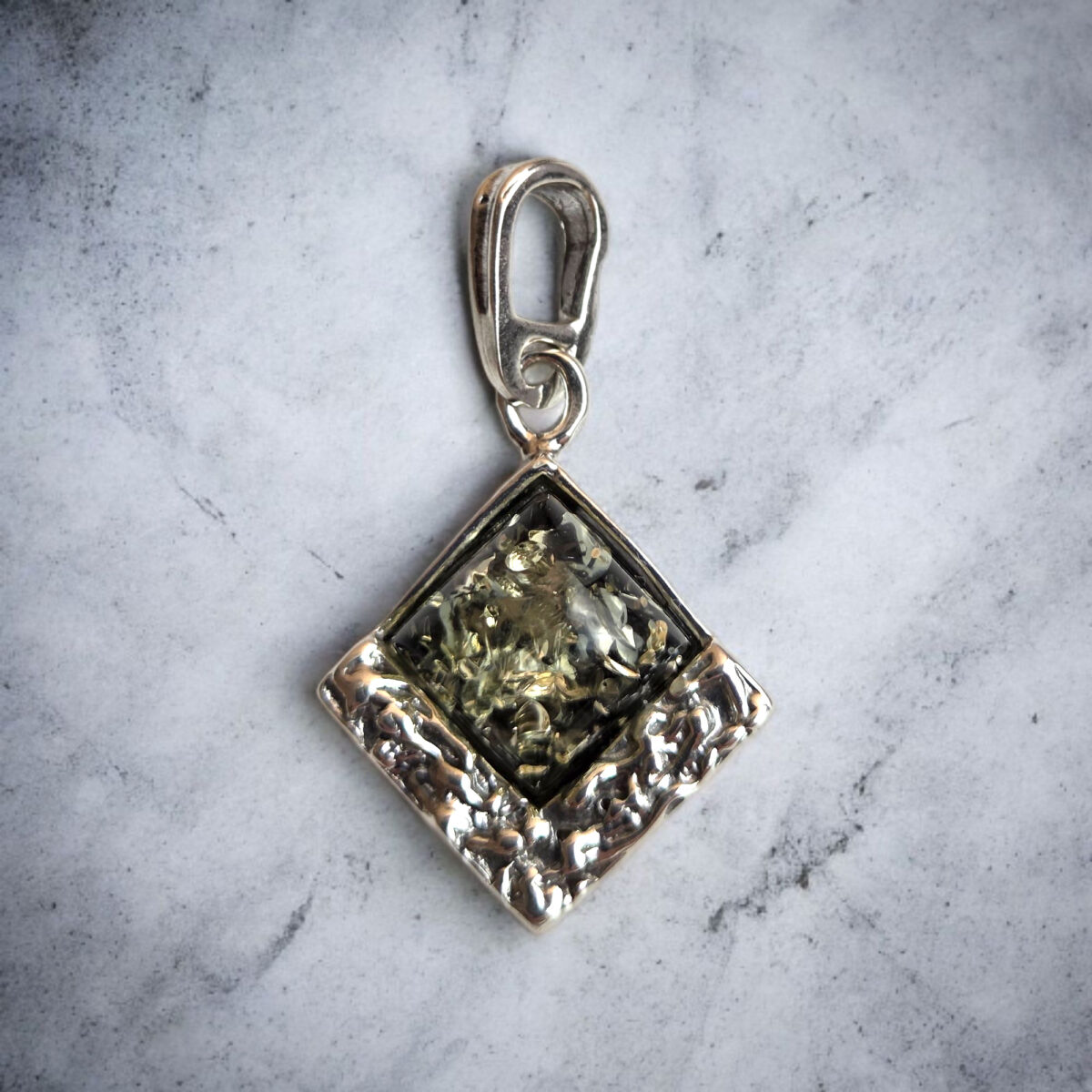 Green Baltic Amber Drop Small Gemstone Pendant Necklace Silver Jewelry Gift Women, Natural Dainty Real Amber Teardrop Large Charms