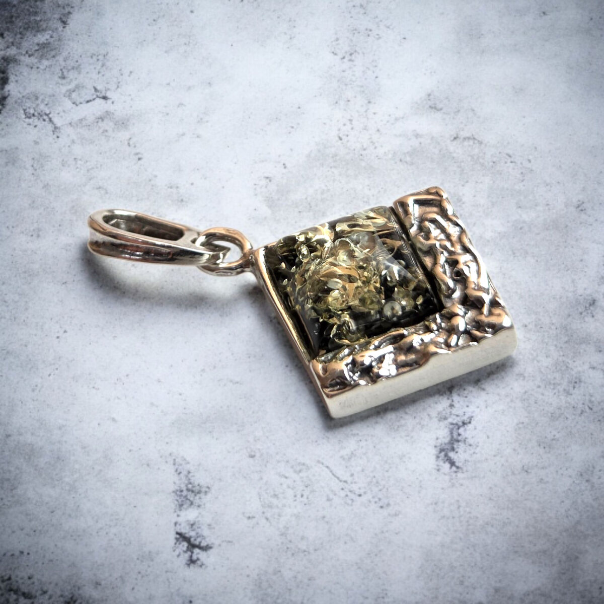 Green Baltic Amber Drop Small Gemstone Pendant Necklace Silver Jewelry Gift Women, Natural Dainty Real Amber Teardrop Large Charms