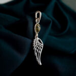 Guardian Angel Wing Green Amber Silver Pendant - Image 3