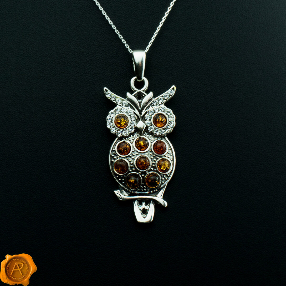 Large Owl Pendant Cognac - Image 1