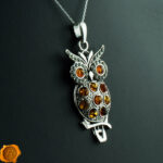 Large Owl Pendant Cognac - Image 3