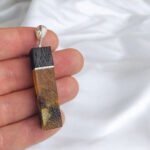 Black Swamp Oak Carved Amber Pendant - Image 6