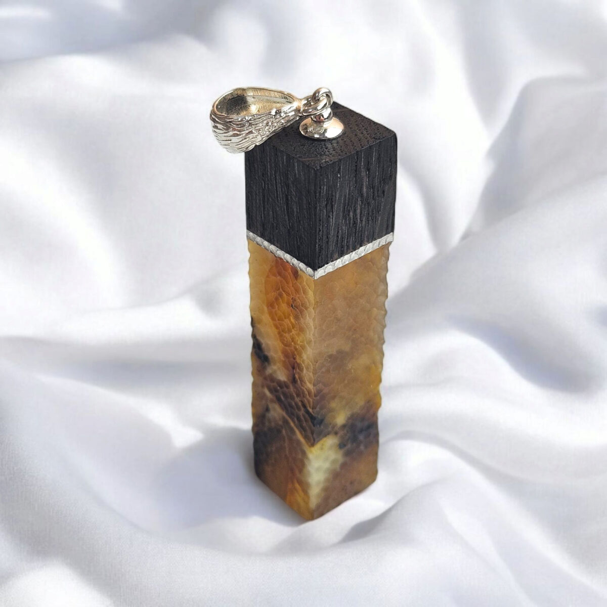 Large-Long-Baltic-Amber-Oak-Wood-Pendant-Silver-Natural-Gemstone-Rectangle-Geometric-Mens-Jewellery-Unisex-Necklace-for-Women CARVED Large Natural Baltic Amber Black Oak Wood Pendant Gemstone Silver Teardrop Gift, Rectangle Long Amber Drop Unisex Necklace Men Women