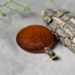 Protection Carved Amulet Large Honey Baltic Amber Pendant Necklace Silver, Chunky Natural Gemstone Jewellery