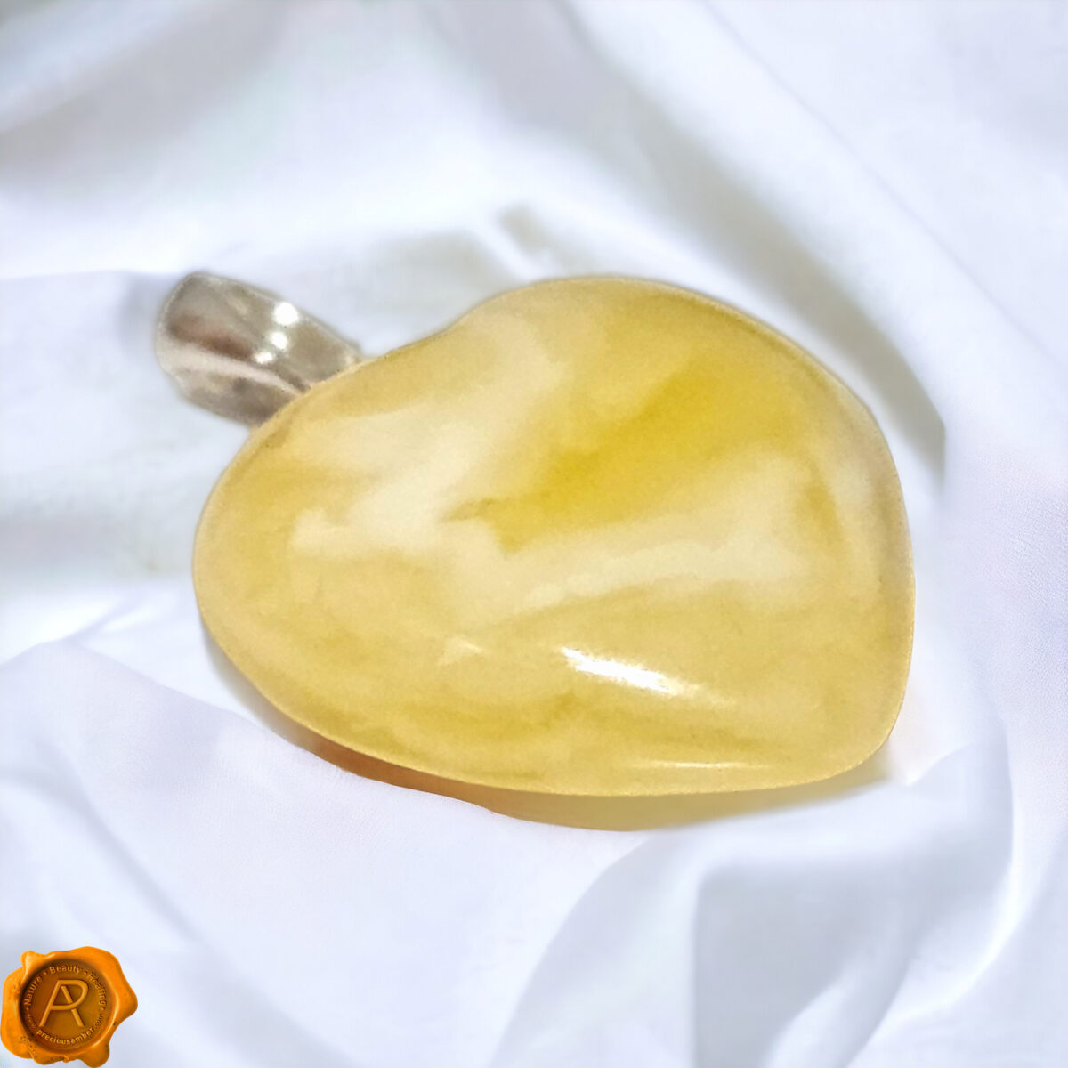White Amber Heart Pendant - Image 4