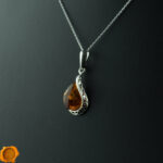 Cognac Amber Teardrop Pendant