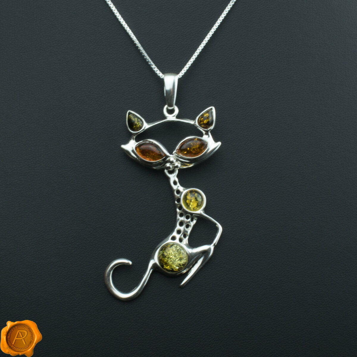 Large Amber Silver Cat - Image 1