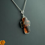 Large Amber Cross Pendant - Image 3