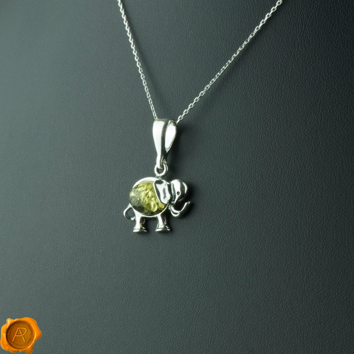 Elephant Green Amber Pendant - Image 1