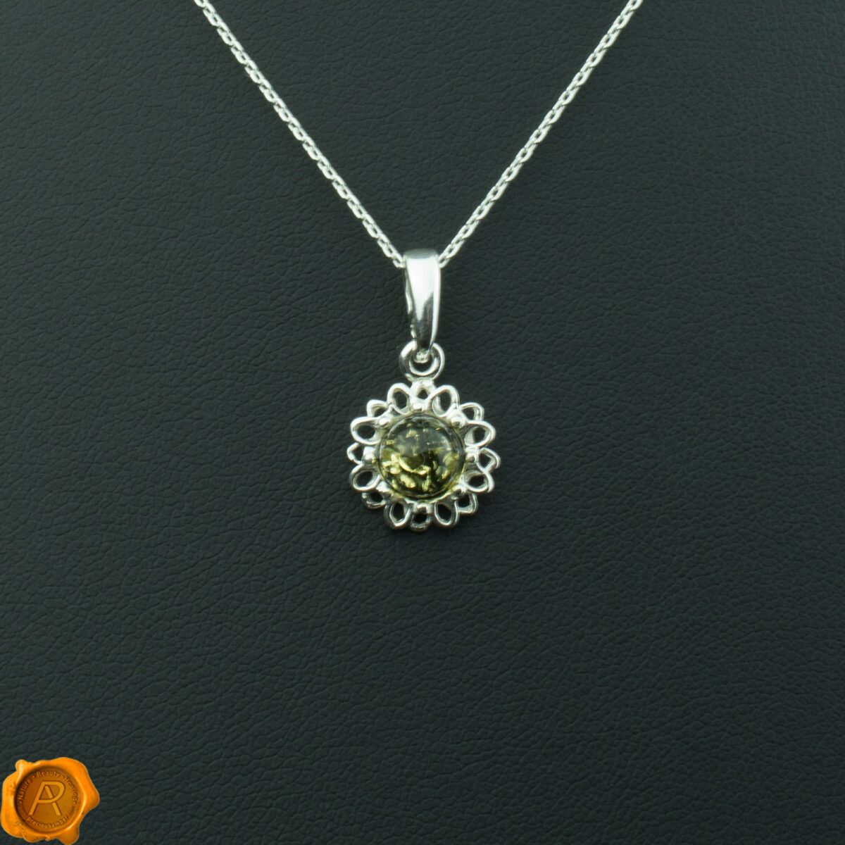 Dainty Green Amber Flower - Image 3