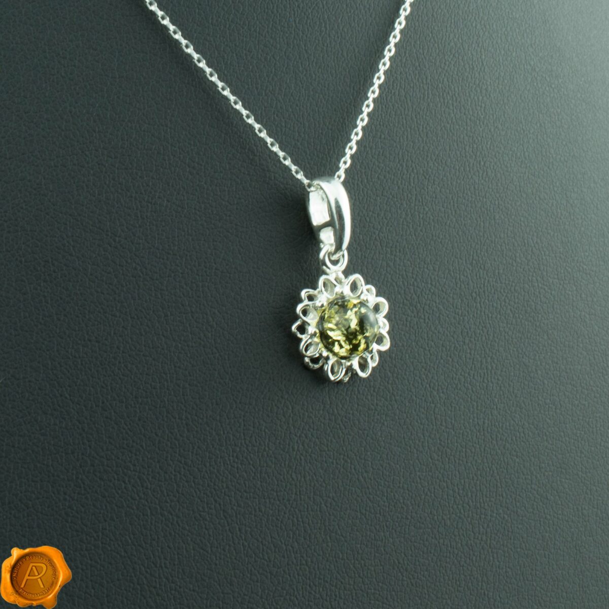 Dainty Green Amber Flower - Image 1