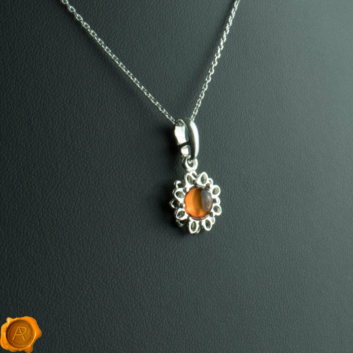 Dainty Cognac Amber Flower - Image 1
