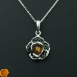 Dainty Amber Silver Flower