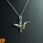 Hummingbird Green Amber Pendant