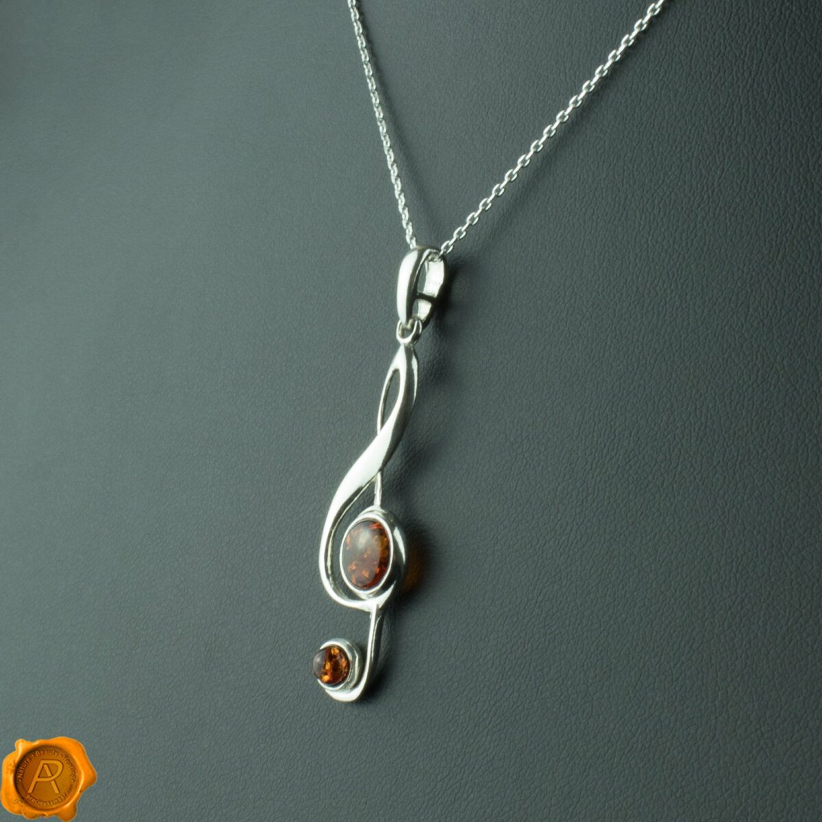 Music Note Amber Pendant - Image 1