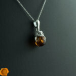 Cognac Amber Owl Pendant - Image 3