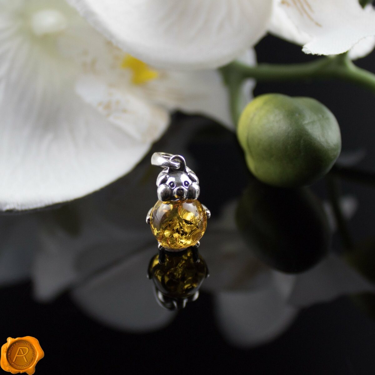 Amber Piglet Pendant Amber Pig Pendant - Image 1