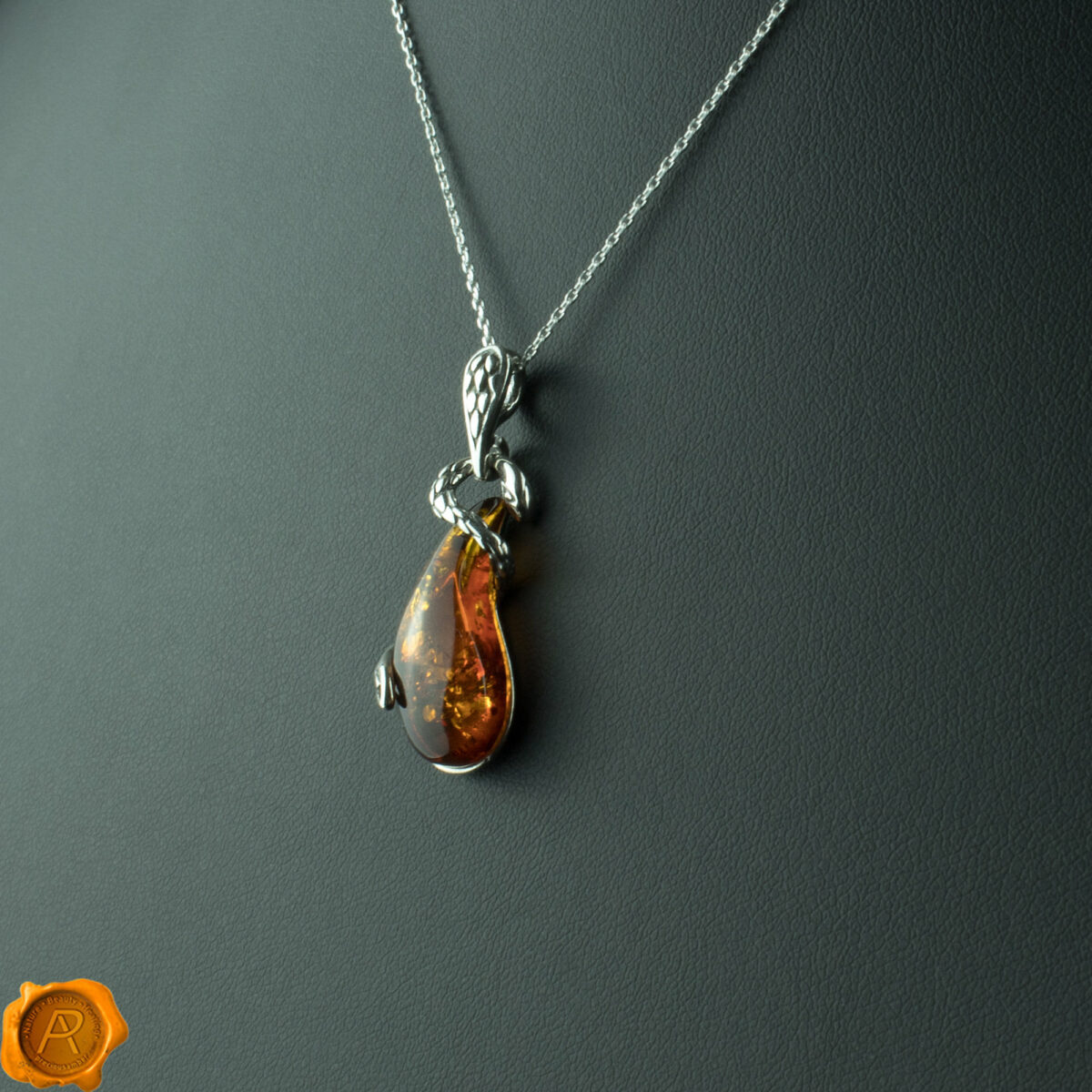 Amber Snake Teardrop Pendant - Image 5