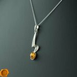 Amber Silver Wave Pendant