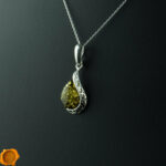 Green Amber Teardrop Pendant