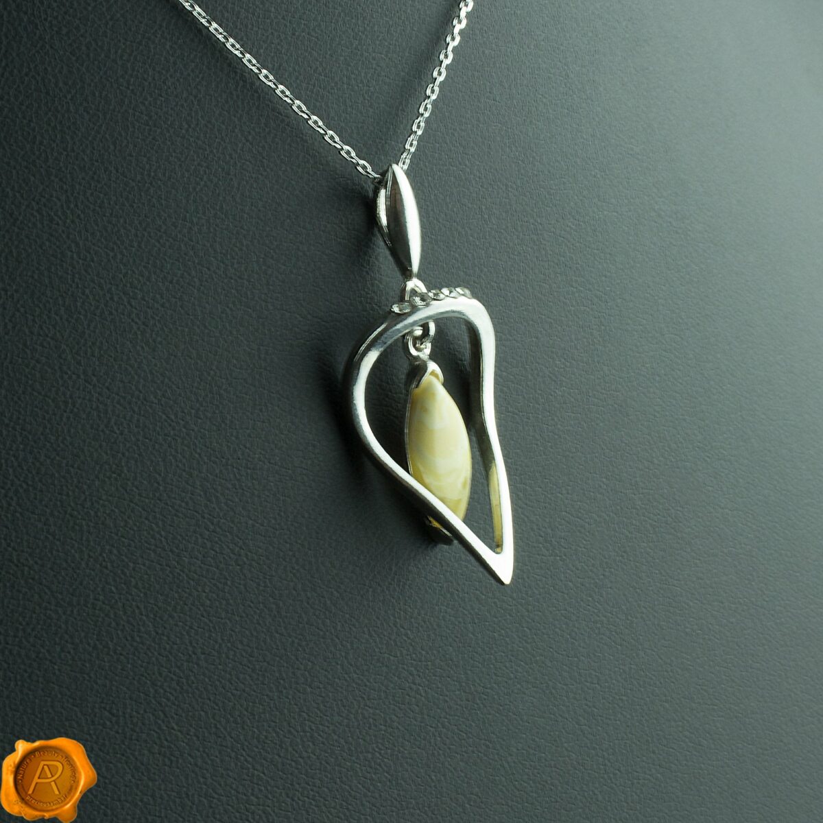 Geometric Amber Silver Pendant - Image 4