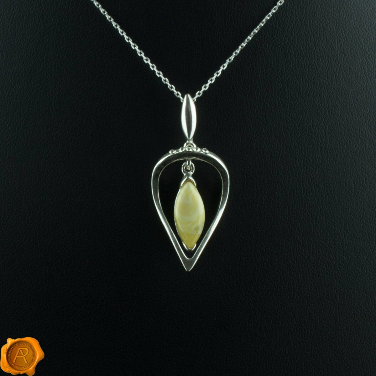 Geometric Amber Silver Pendant - Image 1