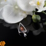 Geometric Amber Silver Pendant - Image 3