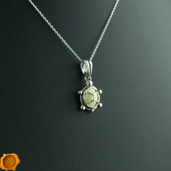 White Amber Tortoise Pendant