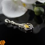 Amber Silver Violin Pendant - Image 2