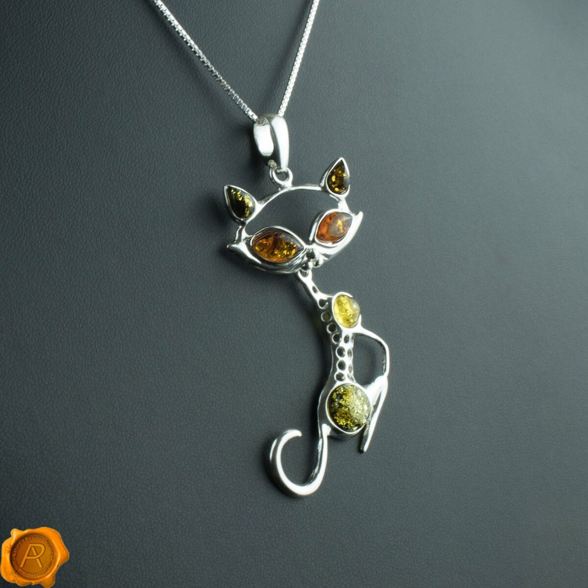 Large Amber Silver Cat - Image 3