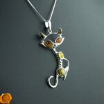 Large Amber Silver Cat - Image 3