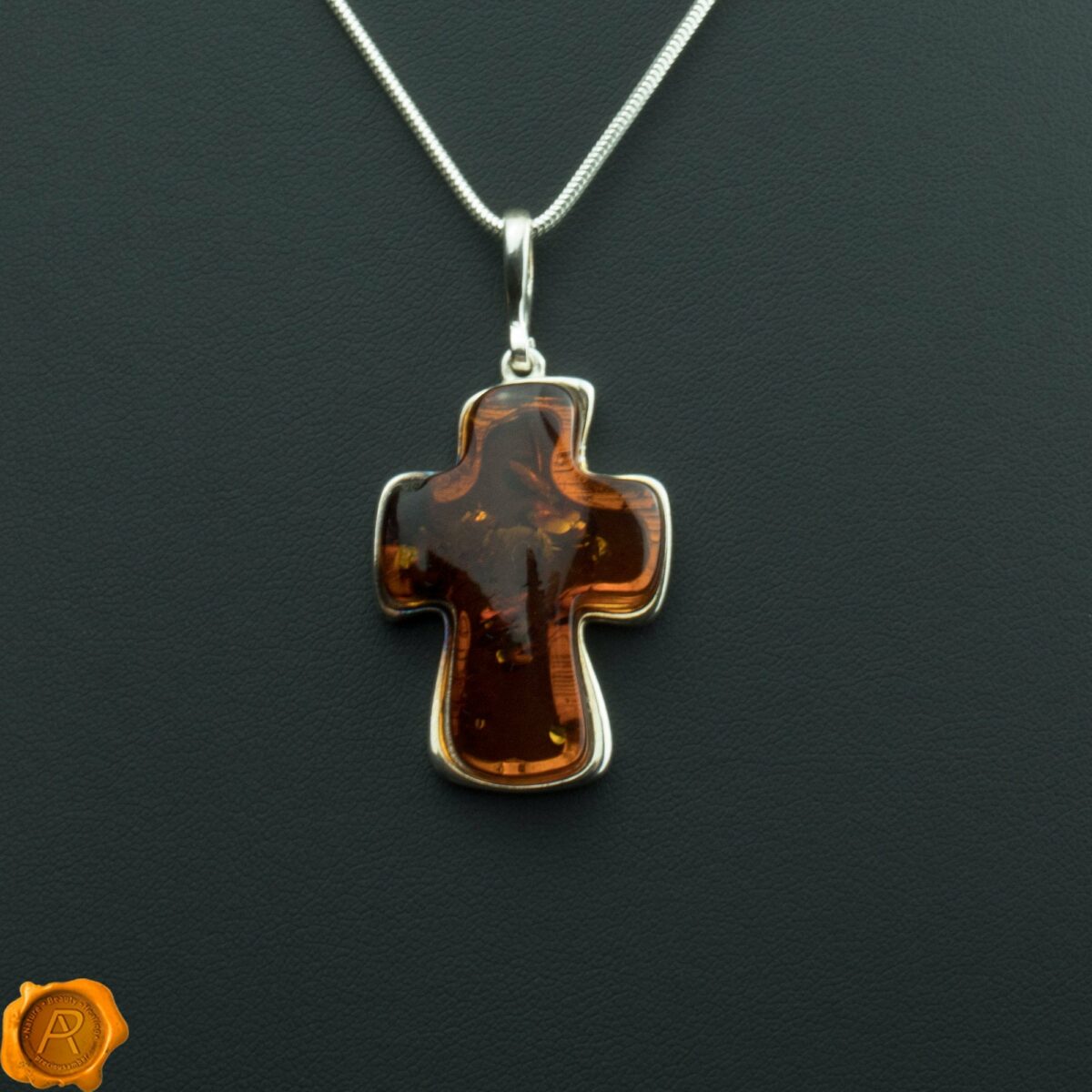 Large Amber Cross Pendant - Image 1