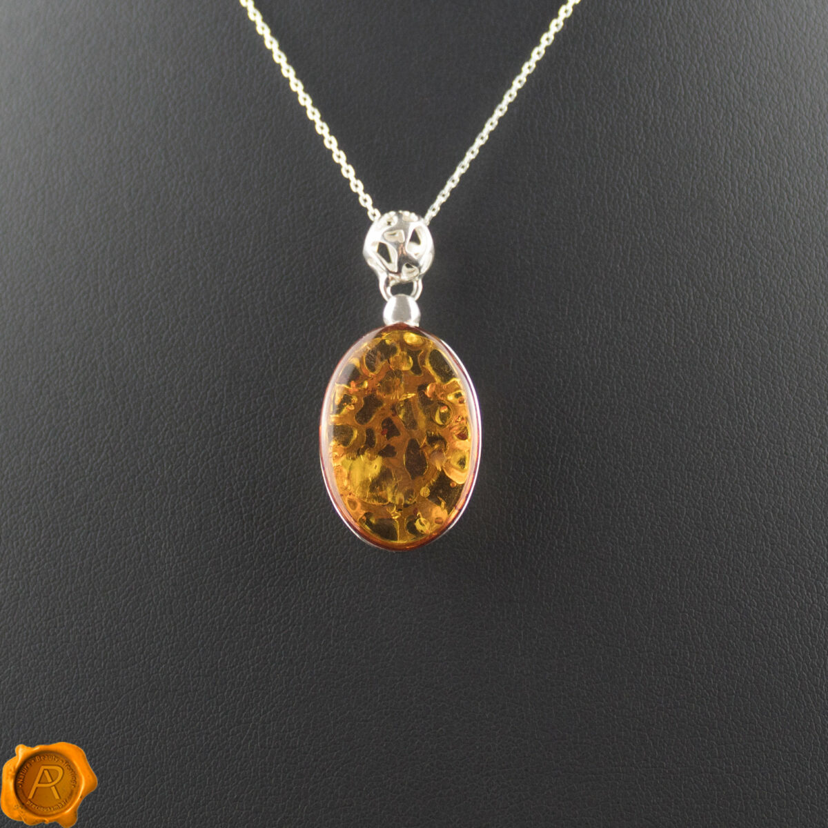 Reversible Large Amber Silver Pendant Reversible Large Amber Pendant - Image 7