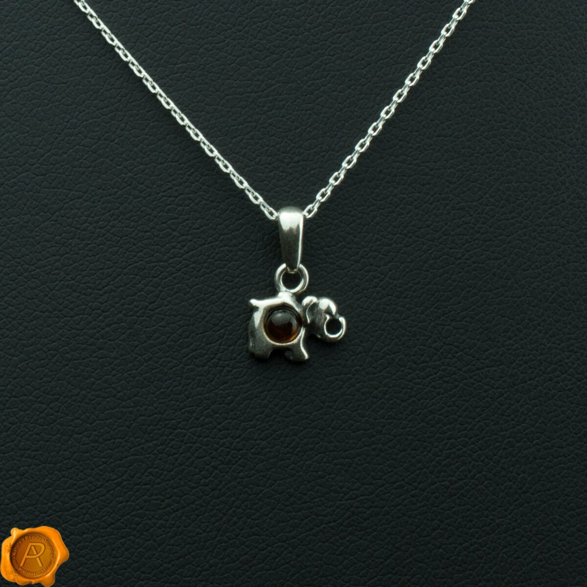 Dainty Elephant Amber Pendant - Image 1