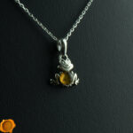 Dainty Amber Silver Frog