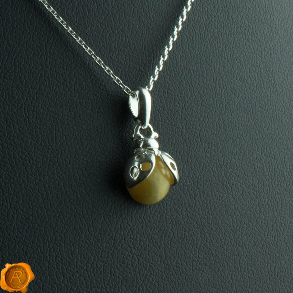 Ladybird Butterscotch Amber Pendant Dainty Ladybird Amber Pendant - Image 1