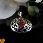 Large Amber Silver Amulet - Image 3