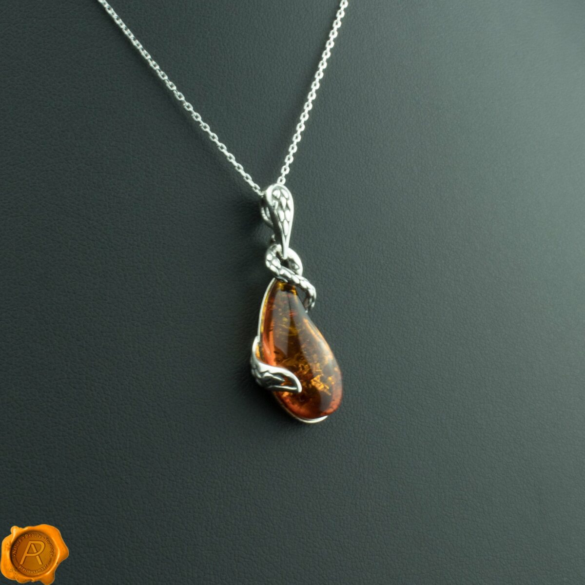 Amber Snake Teardrop Pendant - Image 4